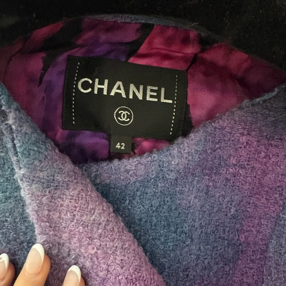 Chanel Metiers d'art 20A cropped purple jacket FR 42